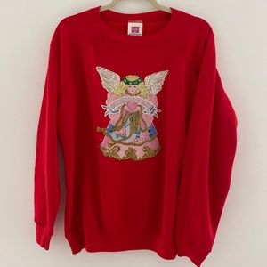 Hanes her way red sweatshirt with Angel and gold accents brand new size large